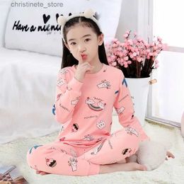 Pajamas 2023 Winter New Kids Pajamas Set Baby Girls Boys Cartoon Long Sleeve T-Shirt Tops and Pants Baby Sleepwear for 4 6 8 10 12Years R231214