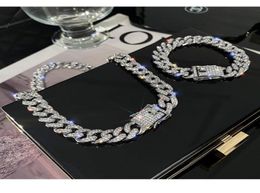 Hiphop Chain Cuban Link Bracelets Necklace for Men and Women Full Diamond Stone Silver Gold Jewelry6545913