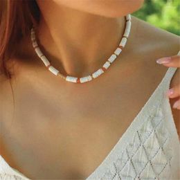 Pendants White Bohemian Surfer Necklace For Women Summer Beach Natural Shell Abacus Beads Choker Jewellery Gift