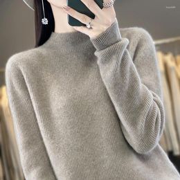 Women's Sweaters Merino Wool Pullover Sweater In Autumn And Winter Semi-high Neck Solid Color Basic Cashmere Knitted Jacket