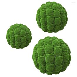 Decorative Flowers 3 Pcs Grass Balls Decor Moss Bowl Centrepiece Artificial For Plants Green Plastic Greenery Faux
