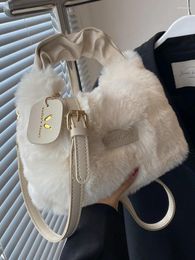 Evening Bags Women's Winter Trend Designer Luxury Handbag Fluffy Tote Woven Top-Handle Bag Faux Fur Small Mini Crossbody