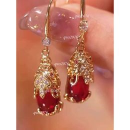 Gold Red Festive Ear Clasps Earrings Jewellery Stamps Earrings Wedding Party Outlets Accessories