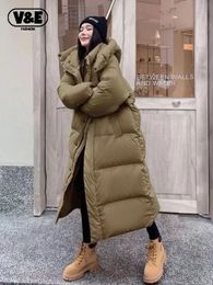 Women's Down Parkas V E Winter Warm Pink Hooded Long ParkaS Chaqueta Thick Windproof Overcoat Casual Snow Wear Cotton Padded Women Jaqueta 231213