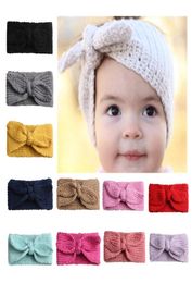 24pcsLot Winter Warmer Ear Knitted Headband Turban For Baby Girls Crochet Bow Wide Stretch Hairband Headwrap Hair Accessories3392661