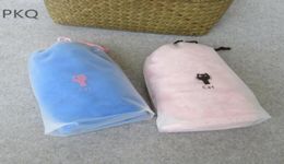 50pcs Transparent Frosted Plastic Drawstring Bag Portable Waterproof Packaging Cloth Storage Bag 1620cm1825cm2030cm3608709