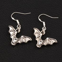Flying Bat Animal Dangle Chandelier Earrings 925 Silver Fish Ear Hook 40pairs lot E979 32 6x23 9mm306M