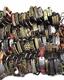 100pcs/lot Mix Styles Identification Metal Leather Punk Jesus Handmade Bracelets Men's Women's Jewellery Brand new wholesale dropshipping2210971