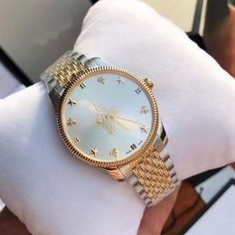 gold silver High Quality 36mm 29mm Unisex Ladies Watch Quartz Movement Watch Stainless Steel Case Bee Pattern Second Hand201e