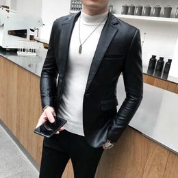 Men's Jackets Brand clothing Fashion Male High quality slim fit Casual leather jacket/Men's retro style leather suit/Blazers Cats S-4XL 231213