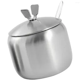Dinnerware Sets Spice Jar Stainless Steel Containers With Lids Condiment Salt Storage Holder Sugar Bowl Jars Seasoning Bowls