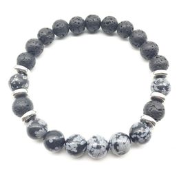 SN1347 Lava Bracelet Trendy Natural Stone Mala Yoga Bracelet High Quality Snowflake Bracelet 2982