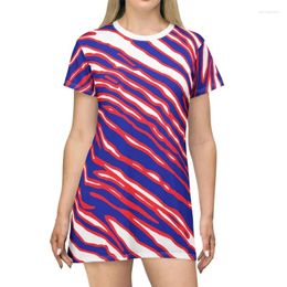 Casual Dresses Colorful Zebra Pattern For Women O Neck Short Sleeve Loose Summer Plus Size 3D Striped Print T Shirt Dress