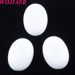 WOJIAER Natural White Jade GemStone Beads Oval Cabochon CAB No Hole 22x30x7MM For Earrings Making Jewellery Accessories U81093037