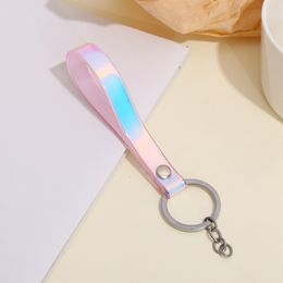 Creative Colourful laser rope key chain men women exquisite lovely bag pendant beautiful party gift pink car key chain