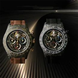 Montre de luxe mens watches Relojes 40mm 4130 chronograph mechanical movement Carbon fiber case luxury watch Wristwatches waterproof