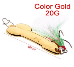 Top Quality 2 Colours Silver and Gold Spoon Wire Bait Feather Fishing Lure VIB Metal Tackle Hard Hook 20g 47162494