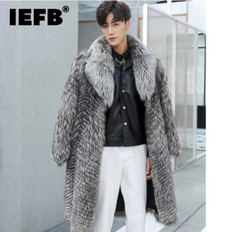 Men's Fur Faux Fur IEFB Autumn Winter Men Mink Faux Fur Coat Fashion Trendy Elegant Imitation Fox Hair Long Windbreaker Casual Jacket 21Q4428 231213