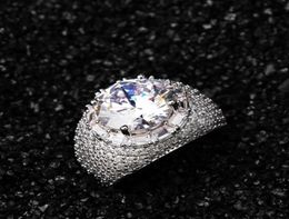 Hip Hop Stones Ring Jewelry 18K Gold Plated Fashion Mens Zircon Large Diamond Rings8243580