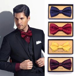 Bow Ties 2023 Fashion Men's Wedding Double Fabric Flower Twill Bowtie Club Banquet Anniversary Butterfly Tie With Gift Box