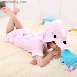 Pajamas Summer Short Sleeve Kids Boys Girls Pijamas Pure Cotton Pajamas Child Pyjamas Hooded Style dinosaur Cosplay Female Men Sleepers