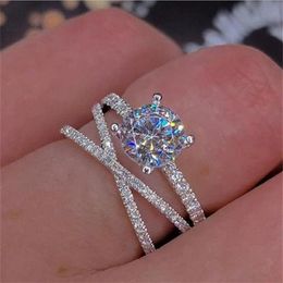 Infinity Cross Women Wedding Band Ring Dexule Jewellery 925 Sterling Silver Pave White Sapphire CZ Diamond Party Women Wedding Brida211d