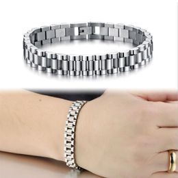 Whos-Mens Cool 10mm 21CM Silver 316L Stainless Steel Watch Band Bracelets Length Adjustable Mens Bangle Jewellery Gifts298S