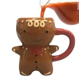 Mugs 3D Cartoon Cute Ceramic Cup Gingerbread Man Mug Kawaii Christmas Milk Coffee Water Chocolate Sibling For Women