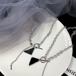 Classic Triangle Letter Necklace Designer Diamond Chain Necklaces Women Crystal Hip Hop Pendant Necklaces Gift310K