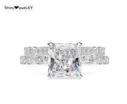 Cluster Rings Shipei 100 925 Sterling Silver Created Moissanite Diamonds Gemstone Wedding Engagement Women Ring Set Fine Jewelry 1798998