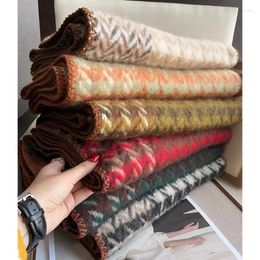Scarves 2023Winter Thousand Bird Grid Women's Scarf Thickened Warm Couple Double Sided Imitation Cashmere Cold Resistant Shawl
