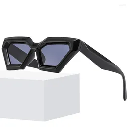 Sunglasses 2024 Fashion Retro Polygon Cat Eye Black Women Brand Designer Punk Shades UV400 Men Cateye Sun Glasses Eyeglasses