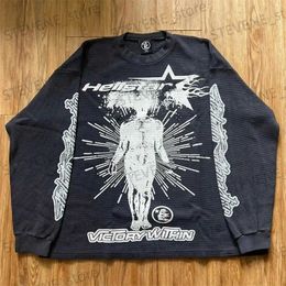 Men's T-Shirts Hellstar Extra Large Long Sleeve T-Shirt Cotton Letter Graffiti Print 1 1 High Street Men's And Women's T-Shirt Long Sleeve T231214