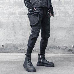 Men's Tracksuits Dark Summer Small Feet Hair Stylist Men Hip Hop Pants Techwear Pocket Corset Cargo Tactical Boot Hipster