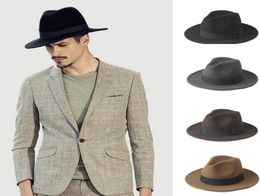 2 Big Size 100 Wool Men Felt Trilby Fedora Hat For Gentleman Wide Brim Top Cloche Panama Sombrero Cap Size 5658size 5961cm Y197542878