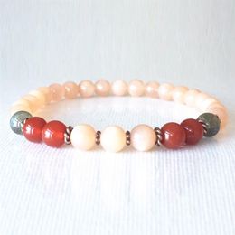 MG0813 6 mm A Grade Sunstone Labradorite Bracelet Womens Carnelian Heart Chakra Healing Bracelet Dainty Yoga Mala Bracelet198H