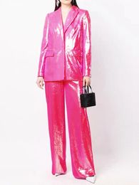 Women's Pants s HIGH STREET Star Fashion 2023 Designer Blazer Suit Set BLING Sequin 231213