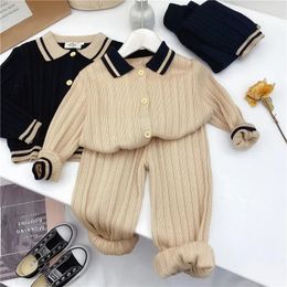 Clothing Sets Baby girls outfit winter autumn casual Sweater Knitted top pants suit children trousers knitted set kids clothes 231214