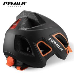 Cycling Helmets PEMILA Men MTB Bicycle Helmet Bike Safely Cap Ultra lightweight Mountain Road Sports Riding With LED Tail light 231214