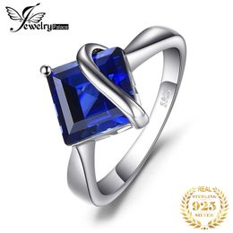 Wedding Rings Jewellery 3.3ct Square Created Blue Sapphire 925 Sterling Silver Engagement Ring for Women Gemstone Fine Jewellery Birthday 231214