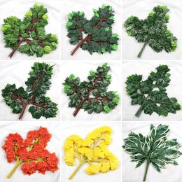 Decorative Flowers 12pcs/Lot Artificial Leaf Fake Flower Decoration Home Wedding Party Scene Layout DIY Simulation Plant Ficus Leaves Decor