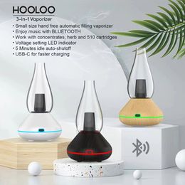 HOOLOO Glass hookah With Bluetooth Speaker 3-in-1 Automatic filling with wax / dry herb /510 CBD tank