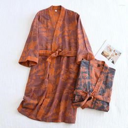 Women's Sleepwear 2023 Couple Pajamas Robe Cotton Loose Jacquard Night-robe Women Middle Ages Retro Style Bathrobe