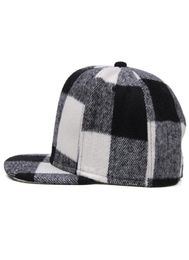 Classic White plaid baseball cap for men adjustable snapback hat hip hop cap womens baseball caps Autumn and winter wool hat1661787
