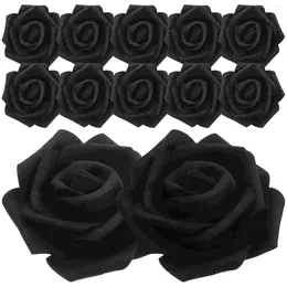 Decorative Flowers 100 Pcs Artificial Rose Fake Flower Head Faux Decor Bridal Decorations Foam Roses Accessories Black Bulk