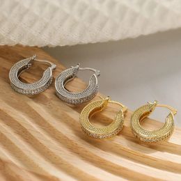 Hoop Earrings Mafisar Trendy Gold/Silver Colour Vintage Bohemian Jewellery Bling Shiny CZ Zircon Inlay Copper For Women