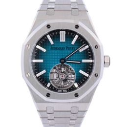 Swiss Mechanical Watches Audema Pigue Royal Oak Wristwatches Royal Oak 41mm Titanium Smoked Blue Green Tourbillon Dial Watch PM3K