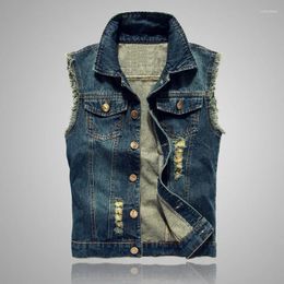 Men's Vests S-6XL Mens Denim Coats Autumn Male Waistcoats Turn-down Collar Single Breasted Slim Tidal Current Outerwear Clothes H41