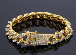 Mens Hip Hop Gold Bracelets Jewelry Simulated Diamond Iced Out Chain Bracelets Miami Cuban Link Chain Bracelet2845135