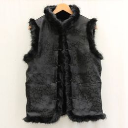 Men's Fur Faux Fur Men's fur leather vest spring and winter warm wool collar vest retro ethnic casual wear 231213